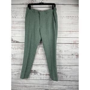 ASOS Pants Men's 32x30 Green Checked Dress Slim Fit Wool Blend Trousers Classic